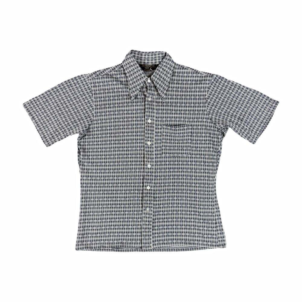 True Vintage 60s JCPenney Plaid Button Up Short Sleeve Collar Shirt Size L